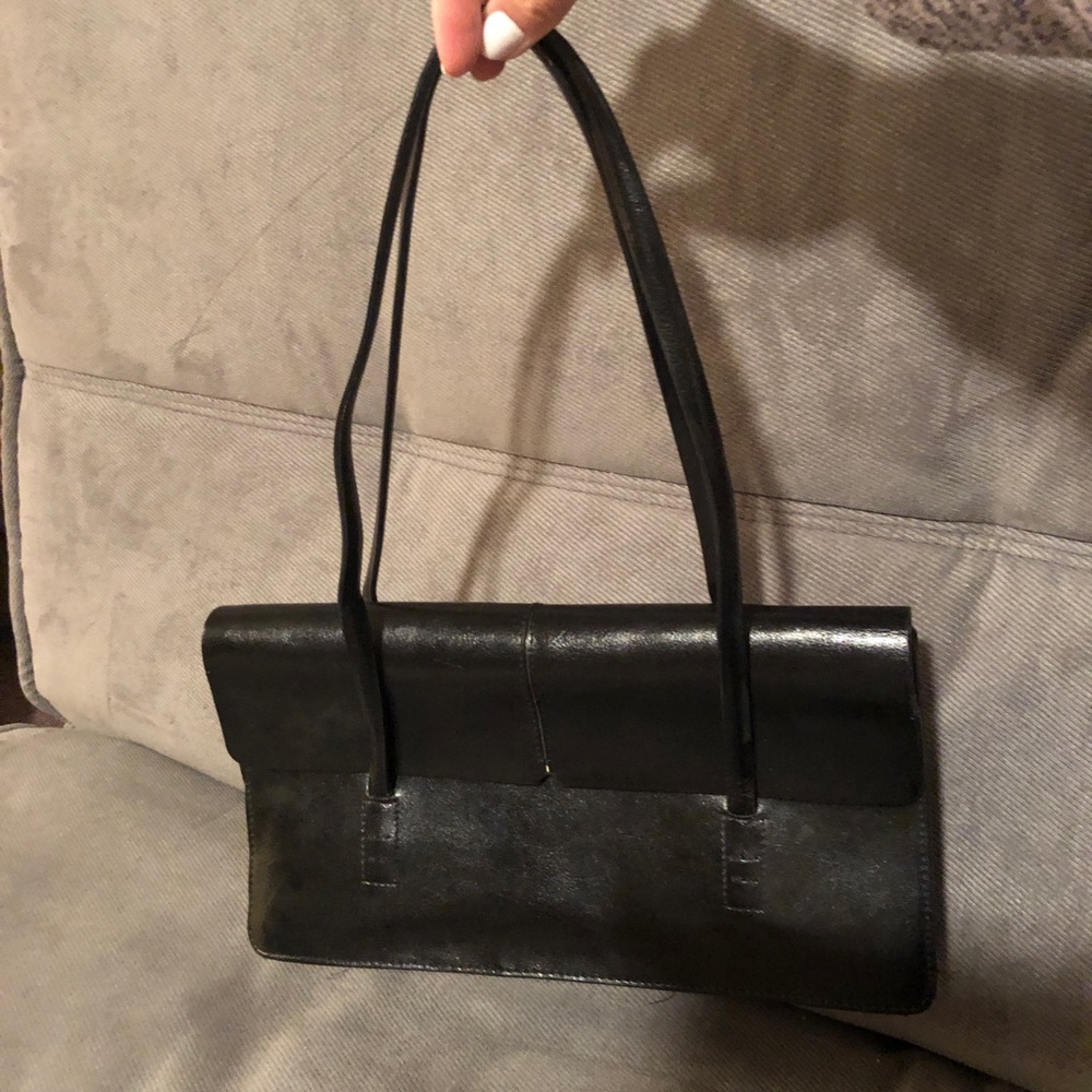 Black Leather Shoulder Handbag